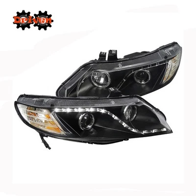 4 Dr Sedan For Honda Civic 06-11 FA  Black Housing Headlights Projector Halo DL8 - Image 1 of 4