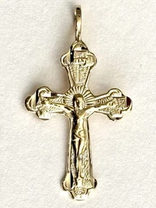 14K massiv Gold Kreuz Anhänger 25mm Länge - Bild 1 von 6