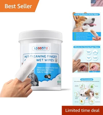 Natural Gentle Ear Wipes for Dogs and Cats - 60 Convenient Finger Wipes - Image 1 of 4