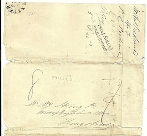1831 KINGSBRIDGE PENNY POST SU PARTE POLIZZA ASSICURATIVA - EXETER TO HENRY STRONG - Foto 1 di 2