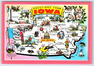 Greetings from Iowa Map Vintage Postcard CT17 - Picture 1 of 2
