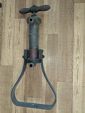 Vtg Antique Steampunk Wood Brass and Cast Iron Hand Water Pump Cover