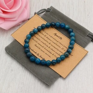 APATITE Bracelet Stretch Handmade +Gift Bag & Card Crystal Chakra Gemstone 6mm - Picture 1 of 5