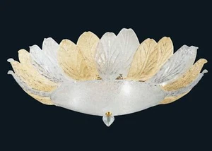 Ceiling Lamp in Murano Glass Venetian Lighting Italian Fixture 9 Lights Leaves o - Picture 1 of 8