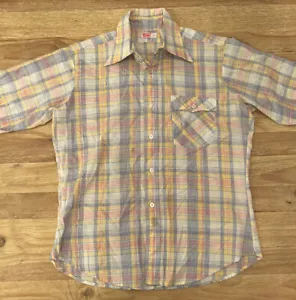 Camisa de Colección LEVI'S Pastel Cuadros Manga Corta Para Hombre Grande Puntada Única - Imagen 1 de 5