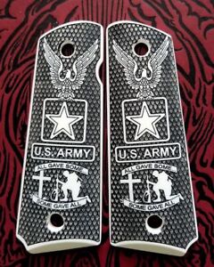 1911 custom engraved imitation ivory grips US Army Star Eagle Cross