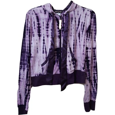Baby Phat Purple Tie Dye Hoodie XL Crop Top Beaded Sexy Logo Pull Zipper New  - Image 1 of 4