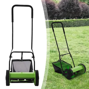5-Blade Dual Wheel Lawn Mower Manual Push Reel Grass Cutting Machine Walk Behind - Picture 1 of 23