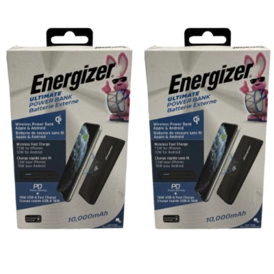 Energizer Power Bank 10000mAh Ultimate 10W Qi Wireless Capacity Lithium 2 Pack - Image 1 of 3