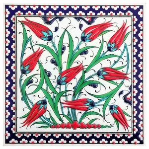 Azulejos de cerámica hechos a mano Iznik de 8""x8"" azulejos decorativos de pared, baño y cocina - Imagen 1 de 3