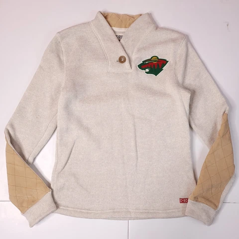 CCM Women XS Minnesota Wild Hockey Sweater Single Button Mock Neck Cover