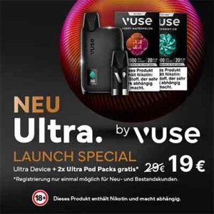 Vuse Ultra Device + Gratis 2 x Ultra Pod Pack bei Registration - Bild 1 von 6