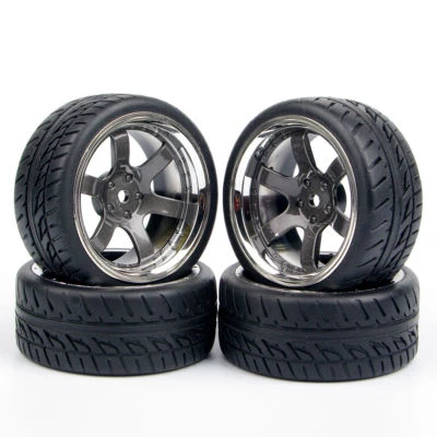 4Pcs For HSP HPI RC 1:10 on Road Racing Car PP0038 12mm Hex Tires&Wheel - Image 1 of 4