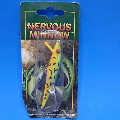 Nervous Minnow Lure Yellow Black Topwater Pike Bass Fishing Bait NIP Vintage - Image 1 of 4