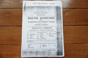 1961 Fascimilie Engine Workings Southern Region Western District Weekdays - Picture 1 of 5