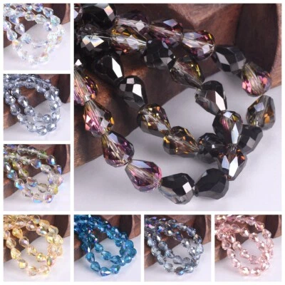 20pcs 9x8mm Teardrop Faceted Shiny Crystal Glass Loose Beads For Jewelry Making - Image 1 of 4