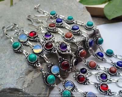 8mm Gemstone Crystal Bracelet, 925 Silver Plated Overlay Bracelet, Handmade Love - Image 1 of 3