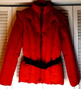 Women's Ralph Lauren Active Red Belted Puffer Jacket Medium - Picture 1 of 8
