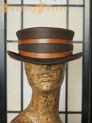 Sombrero Steampunk // Sombrero de Cuero Ranger // Sombrero de Top Victoriano Corto 2 Tonos  Foto 1 de 2