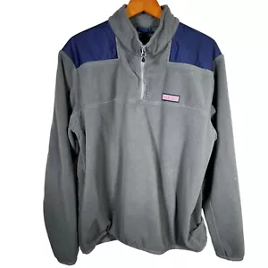 Maglione uomo Vineyard Vines blu 1/4 zip pile taglia large con strappo stock giogo - Foto 1 di 11
