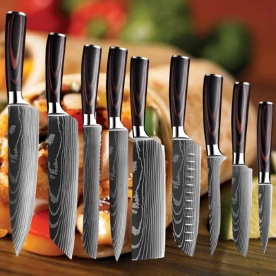 Profi Küchenmesser Kochmesser Set Japanisches Damaskus Muster Messer Edelstahl - Bild 1 von 4