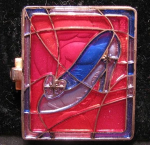 Disney Cinderella Stained Glass Slipper Gold Princess Pin NEW - Picture 1 of 1
