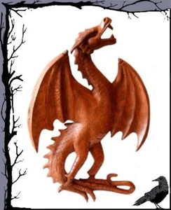 Holz Mittelalter Wandzierde - Drachen - Feuerdrache - Bild 1 von 1