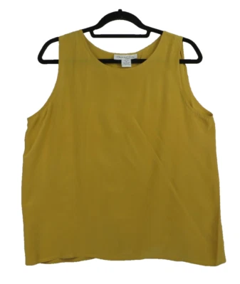 Vintage Oscar De La Renta 100% Silk Tank Women's Gold Medium M Sleeveless Top - Image 1 of 4