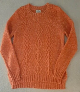 St Johns Bay Sweater Womens Medium Orange Cable Knit Long Sleeves Pullover - Bild 1 von 3