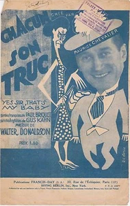 Partition alt partitur sheet music = Maurice Chevalier - Chacun son Truc - Picture 1 of 1