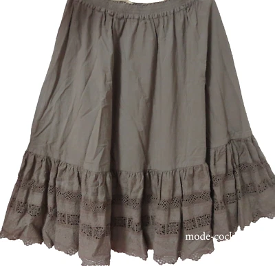 PRIVATSACHEN toller Rock MASSIEG Geräusche-BW + Spitze 46-48-50 (2) 'hemd' braun - Bild 1 von 3