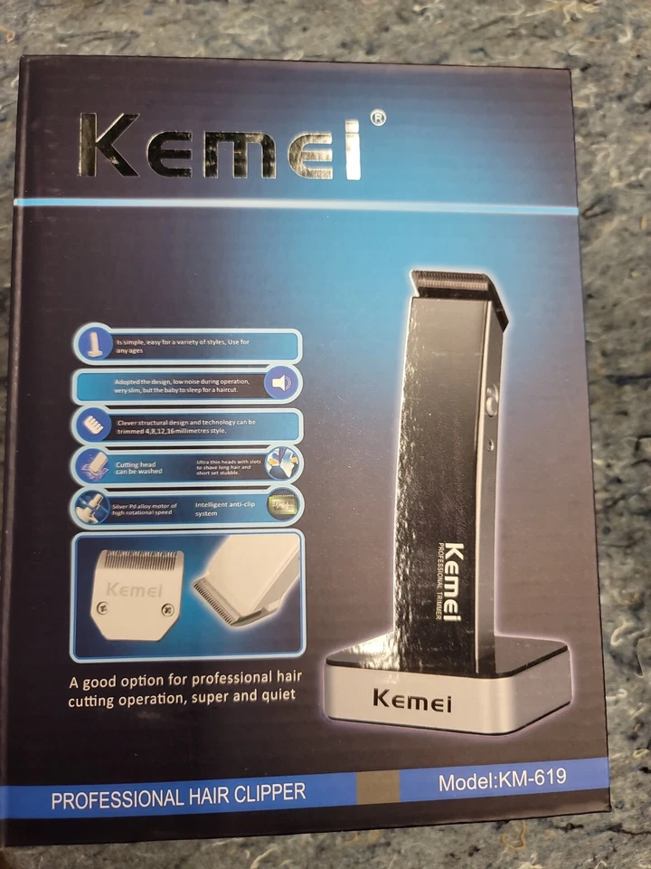 Kemei KM619 Portable Electric Hair Trimmer Clipper - Black