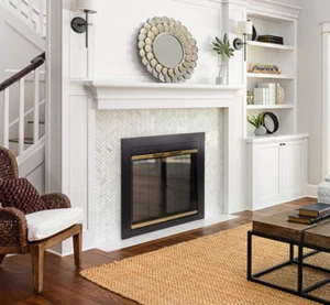 Pleasant Hearth AR-1020 Arrington Fireplace Glass Door Small Black & Gold - Picture 1 of 24