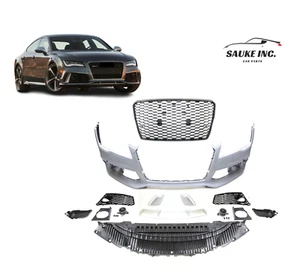 RS7 style front bumper cover grille spoiler conversion set for 2012-15 A7 S7 - Picture 1 of 10