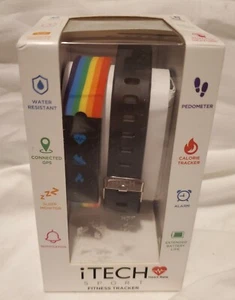 iTech Sport Fitness Tracker 2 cinghie arcobaleno e nero cavo di ricarica ios/android - Foto 1 di 6