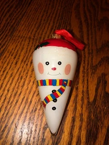 Lindo adorno de vidrio muñeco de nieve pintado al revés de 5" de alto - Imagen 1 de 3