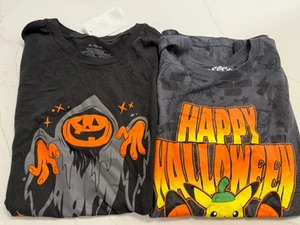 2x BoysHalloween Theme Short Sleeve Shirts Pokémon / Pumpkin Ghost Size XL - Picture 1 of 9