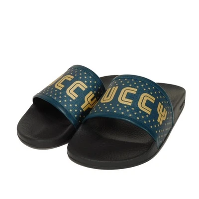 Sandalias GUCCI GUCCY estampado diapositivas 522023 7 estrellas verde azul dorado negro 10,2"... Foto 1 de 4