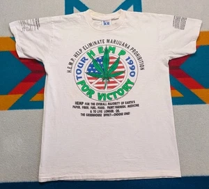 Vintage Hemp For Victory Tour 1990 Shirt Marijuana Weed Single Stitch USA Large - Picture 1 of 10