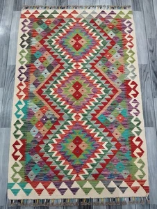 Artisan Handmade Afghan/Turkish Kilim Rug, Aztec Wool Area Rug size 156x101 CM - Picture 1 of 6