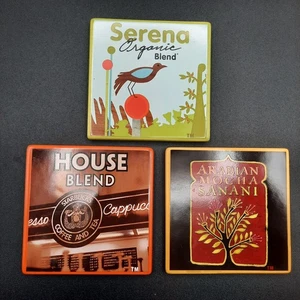 Starbucks Coffee Ceramic Tile Coasters Cork Back 2006 Blends Drink  - Picture 1 of 5