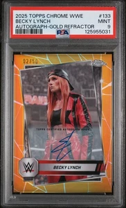 2025 Topps Chrome WWE Auto-Gold Refractor Becky Lynch #133 /50 PSA 9 - Picture 1 of 2