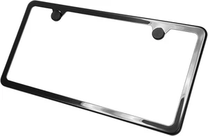 Two Holes Slim Version License Plate Frame Black Chrome Gun Metal Gray Electr - Picture 1 of 8