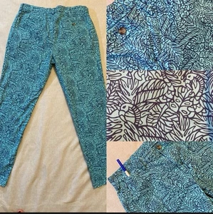 Vineyard Vines Breaker Pant Mens 36x32 Tropical Flamingo Print Blue Chino - Picture 1 of 10