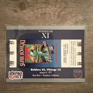 1990 NFL Pro Set Super Bowl Ticket Facts Card #11 Super Bowl XI - Picture 1 of 3