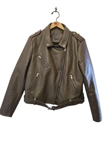 PRIAMARK size 18 grey faux leather biker jacket - Picture 1 of 11