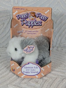Vintage 2001 DSI Puppy Welpe Welpen alter englischer Schäferhund quietschend Plüsch Neu + Etikett - Bild 1 von 13