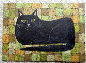 ACEO ORIGINAL ART Black Cat “Black Cat” Artist Renee Thompson Ferguson - Picture 1 of 3
