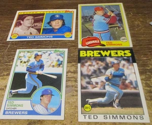 4) Ted Simmons Baseballkarte '80 '83 '86 Topps Cardinals Braves Brewers HOF - Bild 1 von 2