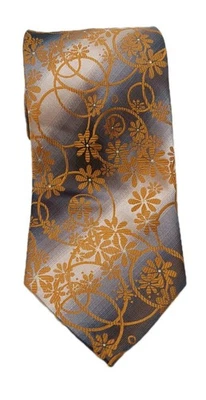 Corbata Fratello Floral Gris Dorado Rayas Corbata Foto 1 de 4